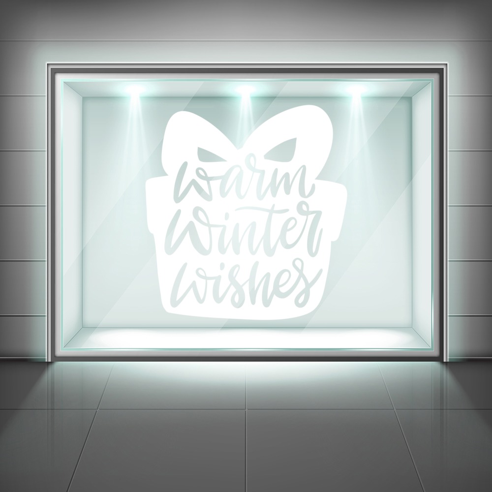 Warm Winter Wishes Christmas Quote Frosted Window Sticker
