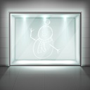 Snowman & Robin Christmas Frosted Window Sticker