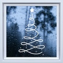 Swirl Christmas Tree Frosted Window Sticker - Mod2