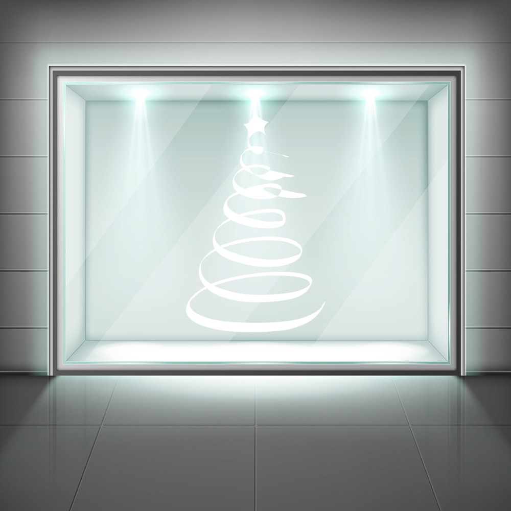 Swirl Christmas Tree Frosted Window Sticker - Mod3