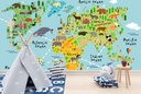 Animal World Map Wall Mural Wallpaper