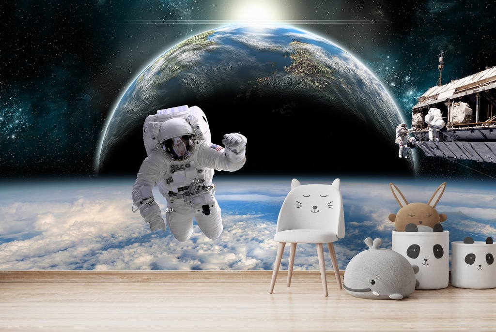 Astronaut & Planet Earth Wall Mural Wallpaper