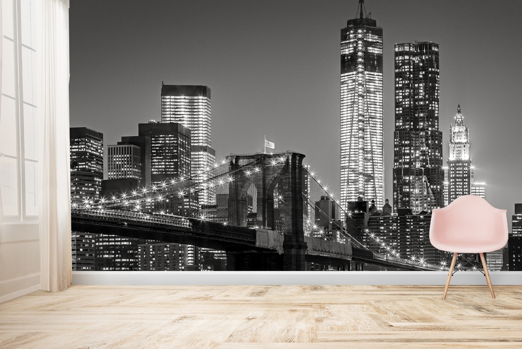 Brooklyn Bridge & New York Skyscrapers Wall Mural Wallpaper