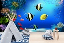 Coral Reef Fish In Blue Ocean Wall Mural Wallpaper