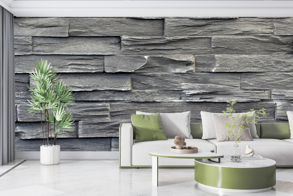 Dark Grey Brick Wall Mural Wallpaper