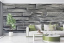 Dark Grey Brick Wall Mural Wallpaper