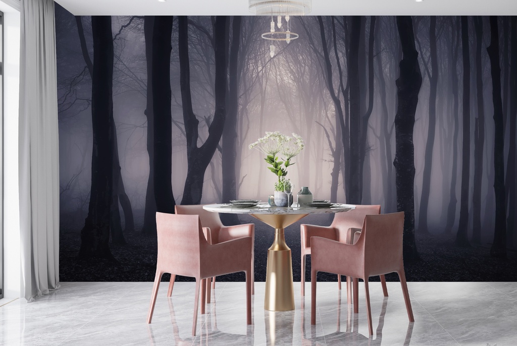 Dark Misty Woods Wall Mural Wallpaper