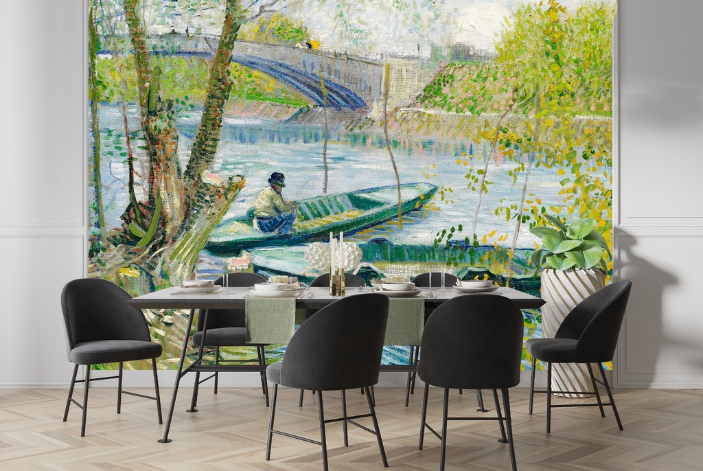 Fishing in Spring, Pont de Clichy (1887) Wall Mural Artist Vincent Van Gogh