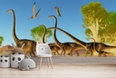 Flocking Dinosaur Wall Mural Wallpaper