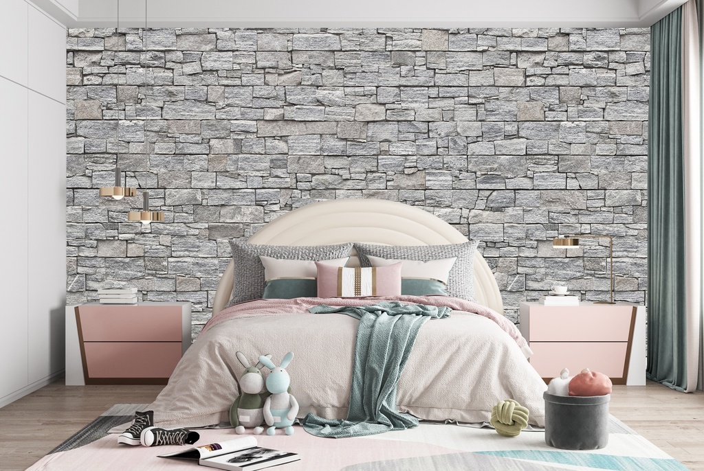 Grey Brick Wall Mural Wallpaper