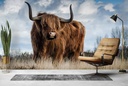 Highland Cow Brown Bull Wall Mural Wallpaper