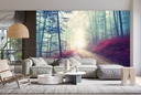 Magical Red Road Forest Wall Mural Wallpaper