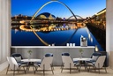 Millenium Bridge At Night Newcastle City Skyline Wall Mural Wallpaper