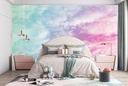 Pink Blue Sky & Clouds Wall Mural Wallpaper