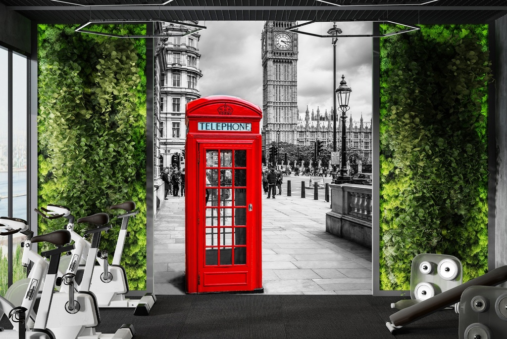 Red London Phone Box Wall Mural Wallpaper