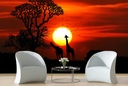 Red Sunset Safari Wall Mural Wallpaper