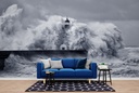 Stormy Sea Lighthouse Seascape Wall Mural Wallpaper