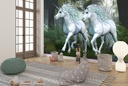 Two White Unicorns Fairytale Wall Mural Wallpaper
