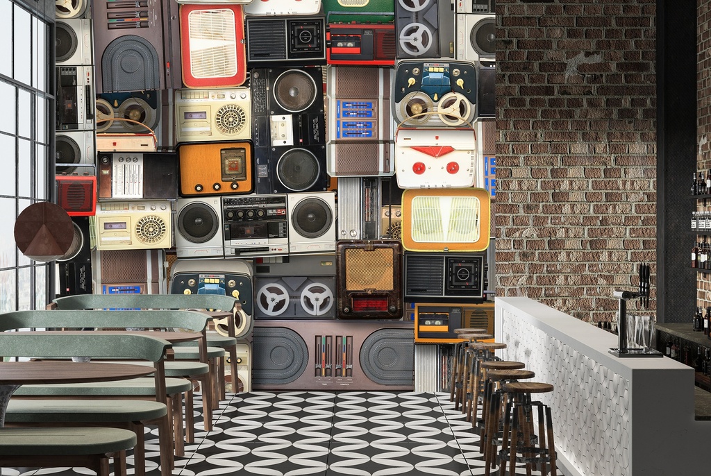 Vintage Cassette Tapes Music Wall Mural Wallpaper