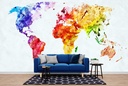 Watercolour World Map Wall Mural Wallpaper
