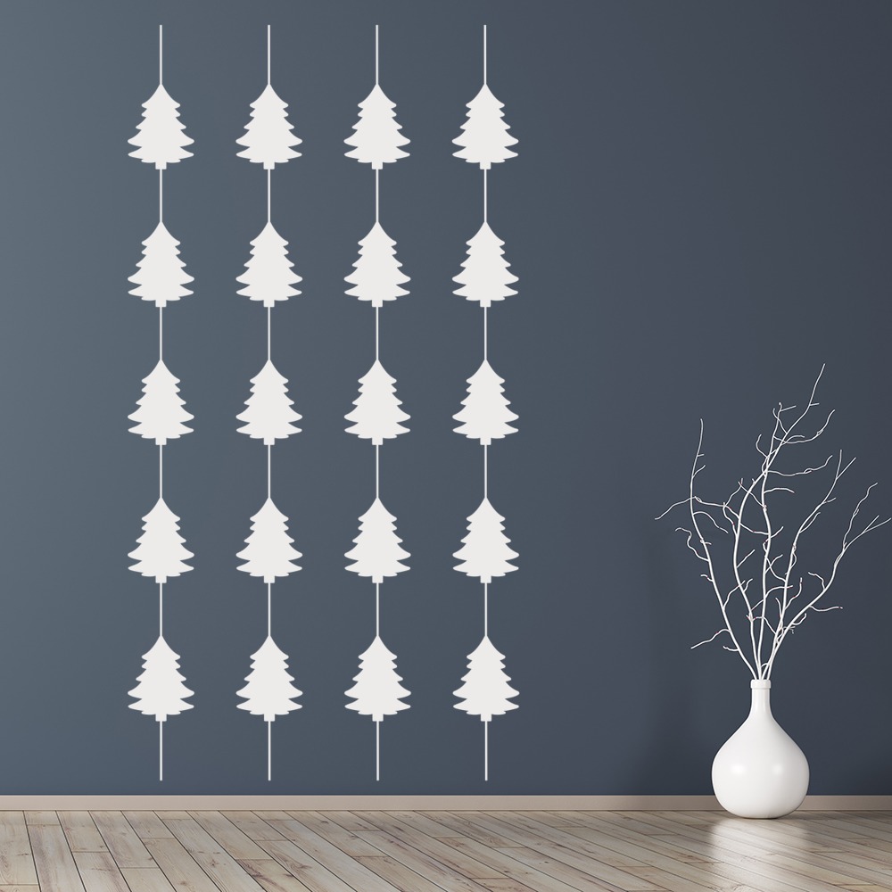 Christmas Tree Hanging Baubles Wall Sticker