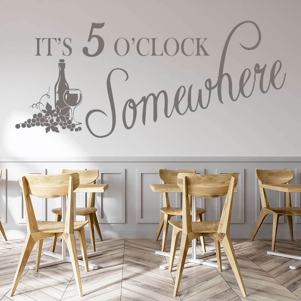 5 o'Clock Somewhere Wine Quote Wall Sticker