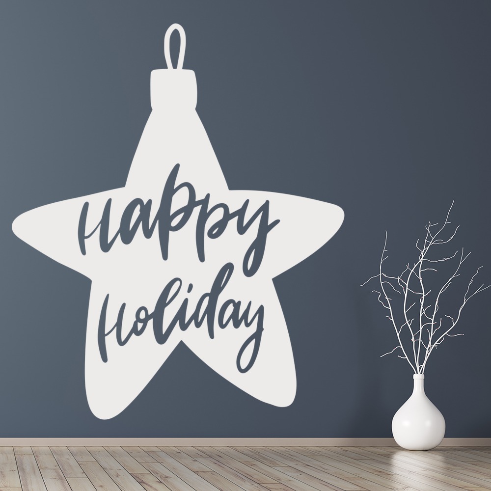 Happy Holiday Christmas Star Wall Sticker