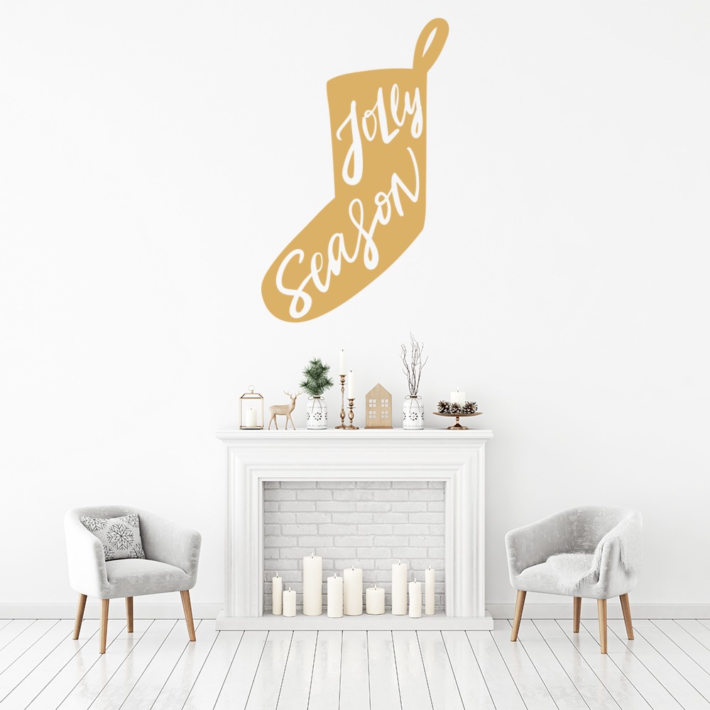 Jolly Season Christmas Stocking Wall Sticker