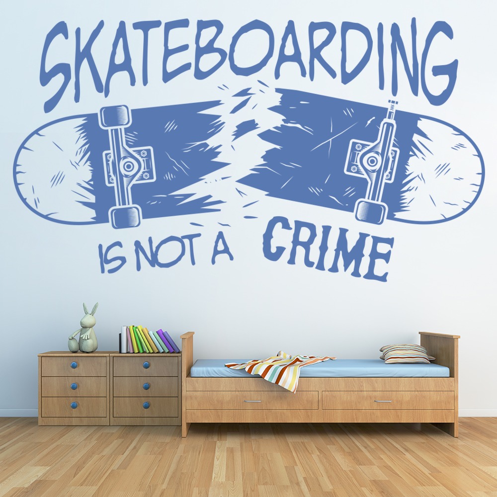 Skateboarding Is Not A Crime Quote Wall Sticker - Mod2
