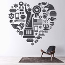 America Heart USA Landmarks Wall Sticker
