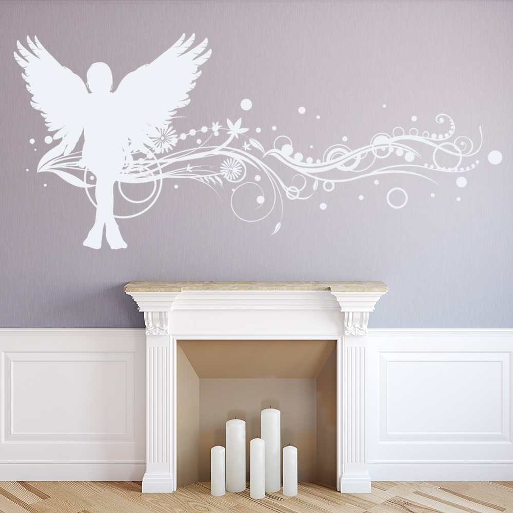 Angel Floral Branch Wall Sticker