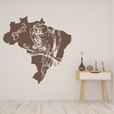 Brazil Map Parrot Bird Wall Sticker
