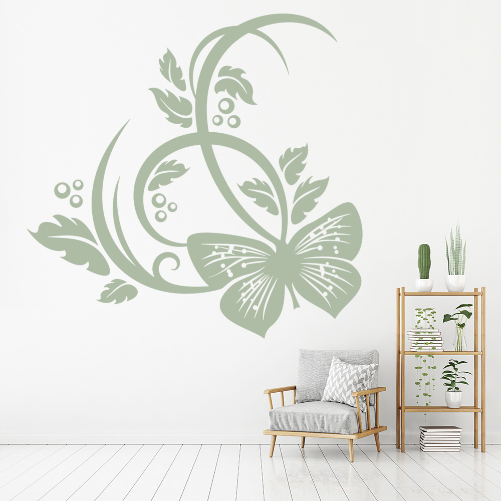 Butterfly Flower Floral Swirl Wall Sticker