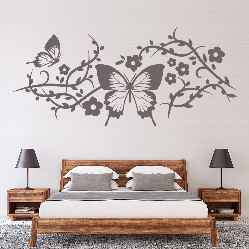 Butterfly Flower Branch Wall Sticker