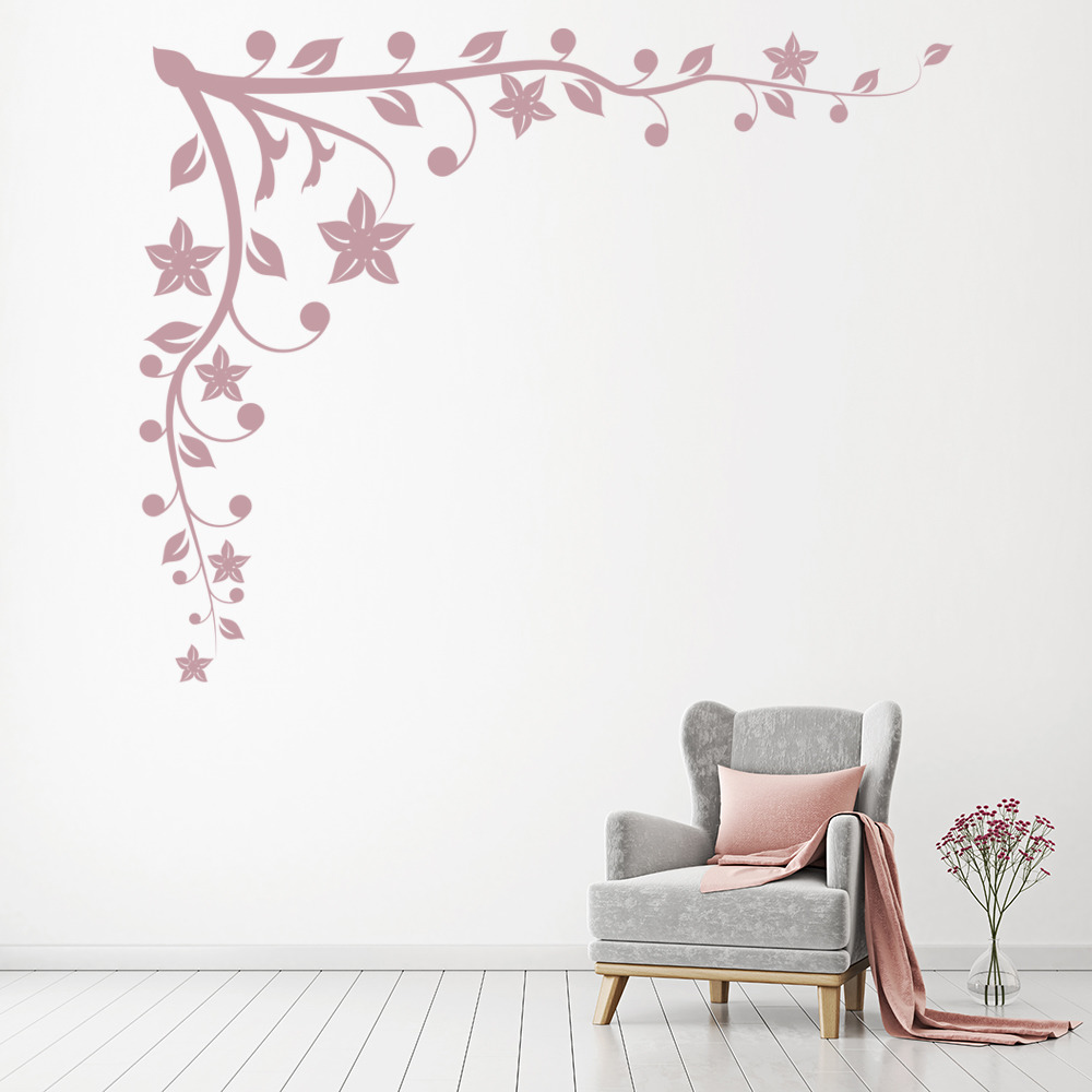 Corner Leaves Flowers Wall Sticker