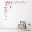 Corner Leaves Flowers Wall Sticker