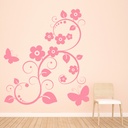 Floral Leaves Swirl Butterfly Wall Sticker