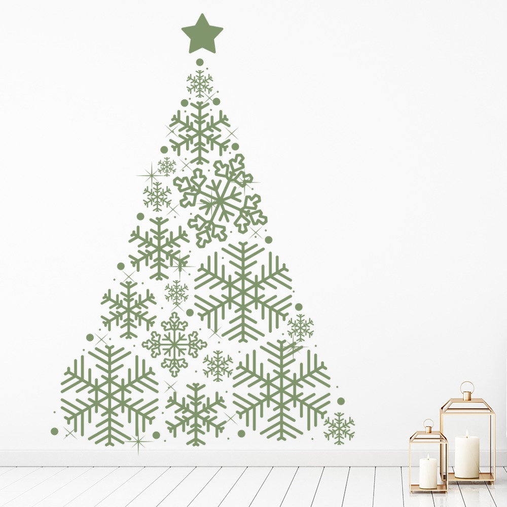 Festive Snowflake Christmas Tree Wall Sticker