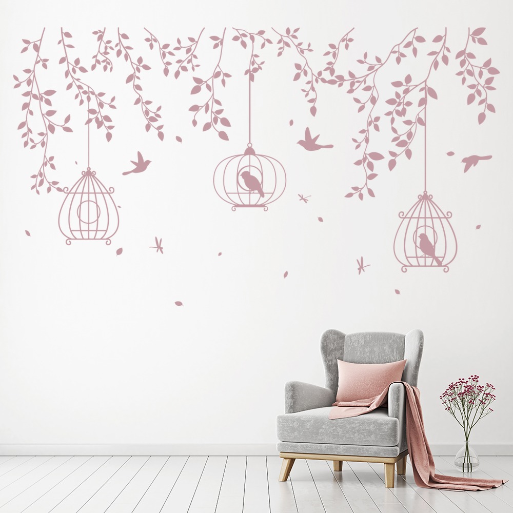 Floral Birdcage Flower Decor Wall Sticker