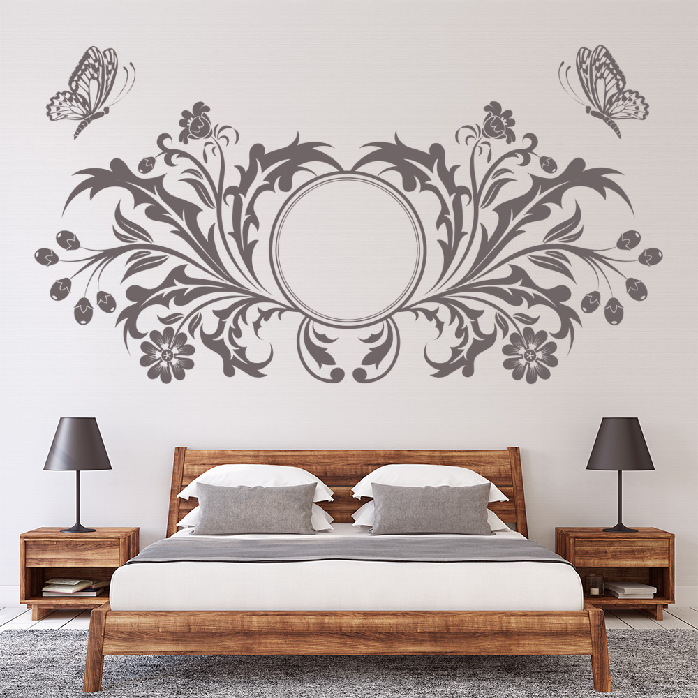 Floral Butterfly Design Flowers Wall Sticker