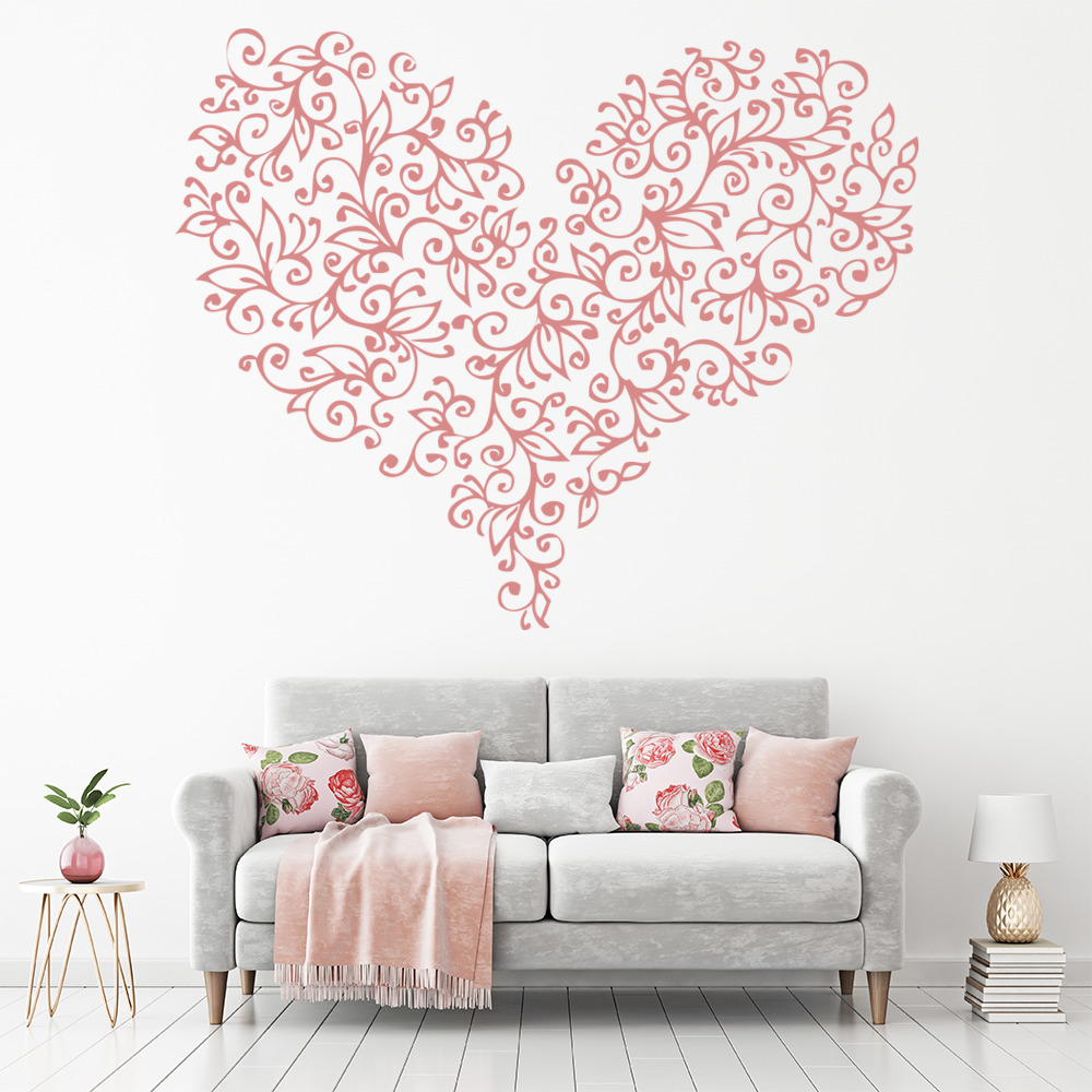 Floral Leaf Love Heart Wall Sticker