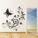 Floral Swirl Butterfly Wall Sticker - Mod9