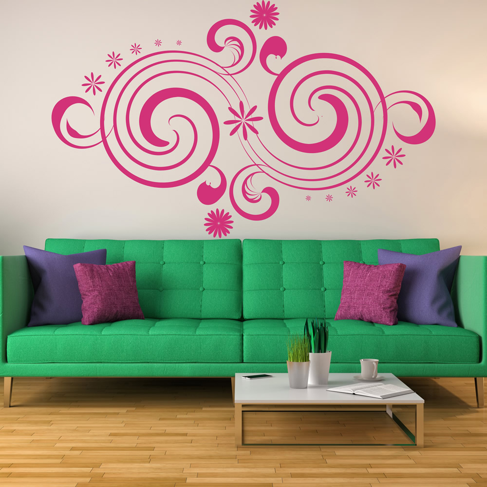 Floral Swirl Headboard Wall Sticker