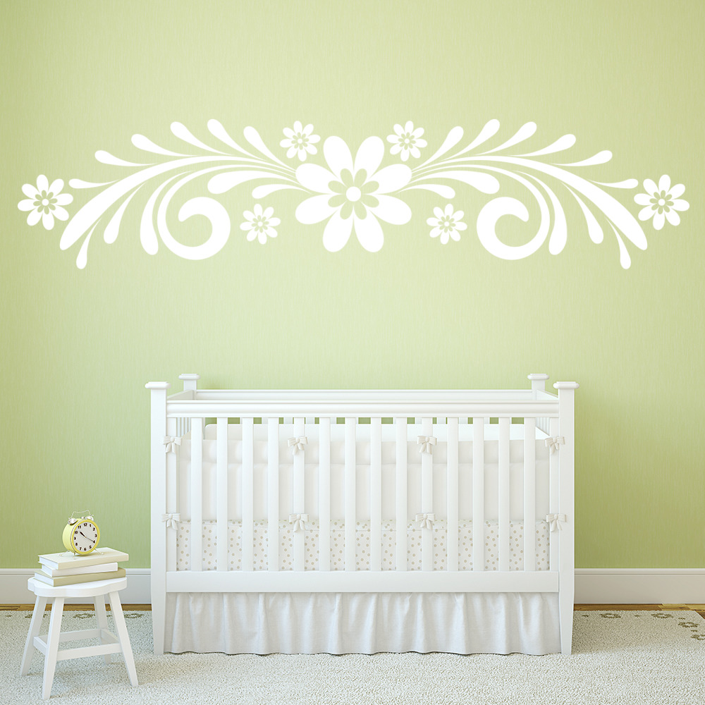 Flower Design Floral Headboard Wall Sticker