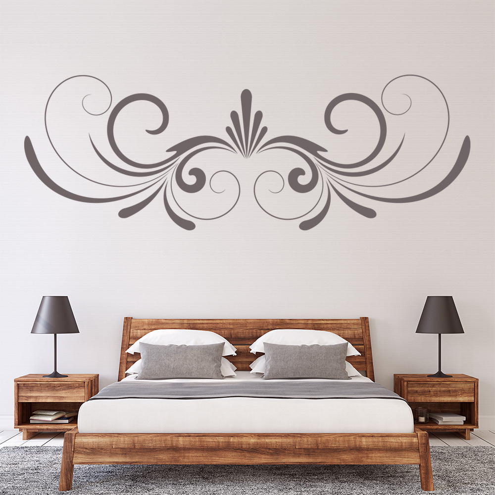 Grand Swirl Floral Headboard Wall Sticker