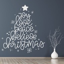 Joy Love Peace Christmas Tree Quote Wall Sticker