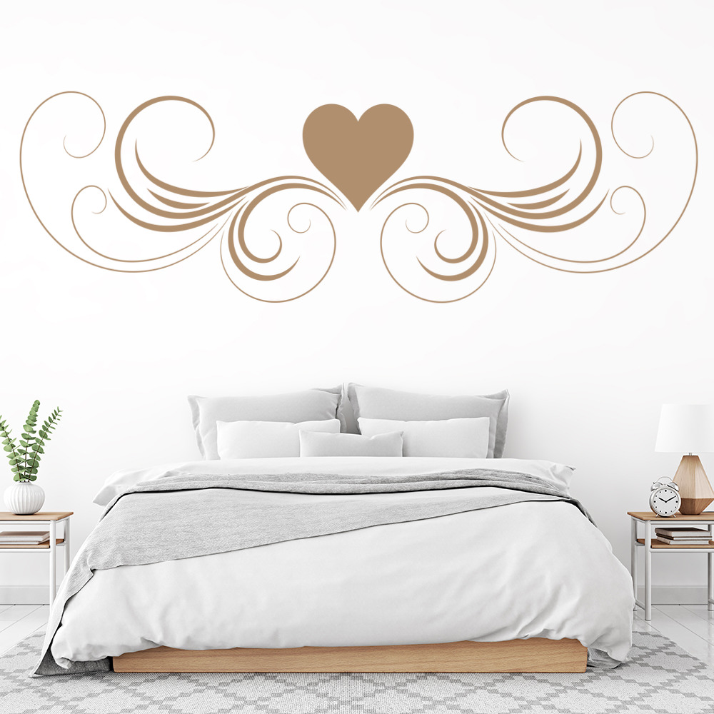 Love Heart Headboard Design Wall Sticker - Mod1