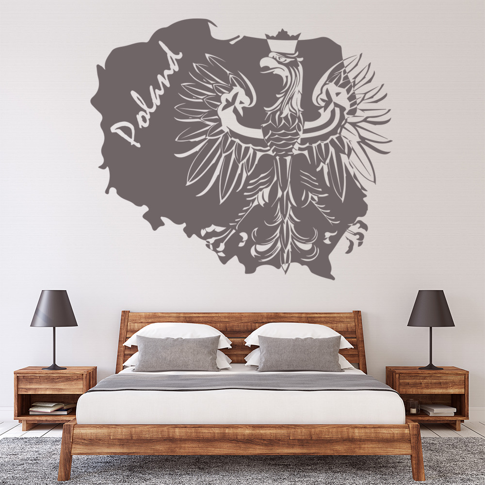 Poland Map White Eagle Wall Sticker