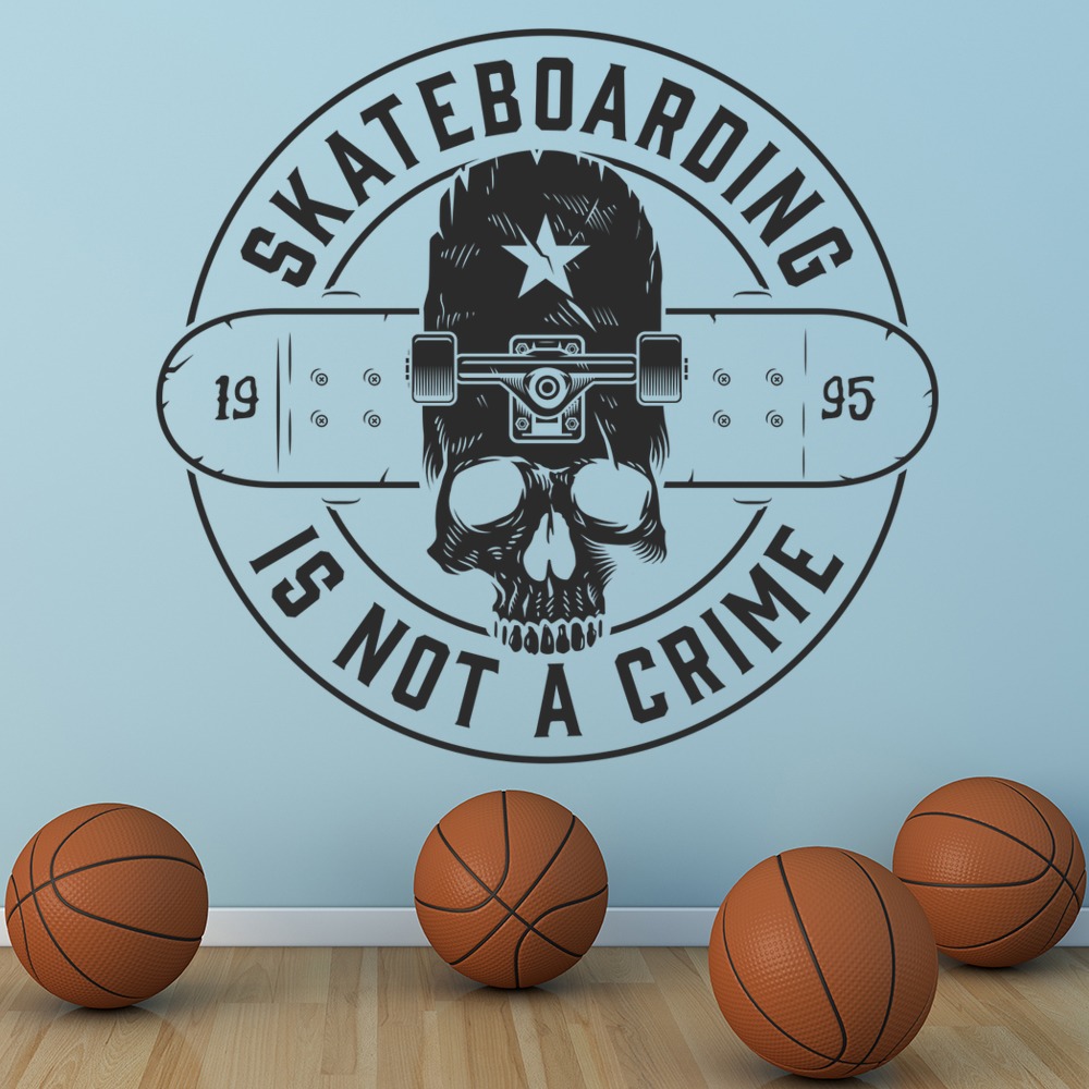 Skateboarding Is Not A Crime Quote Wall Sticker - Mod3