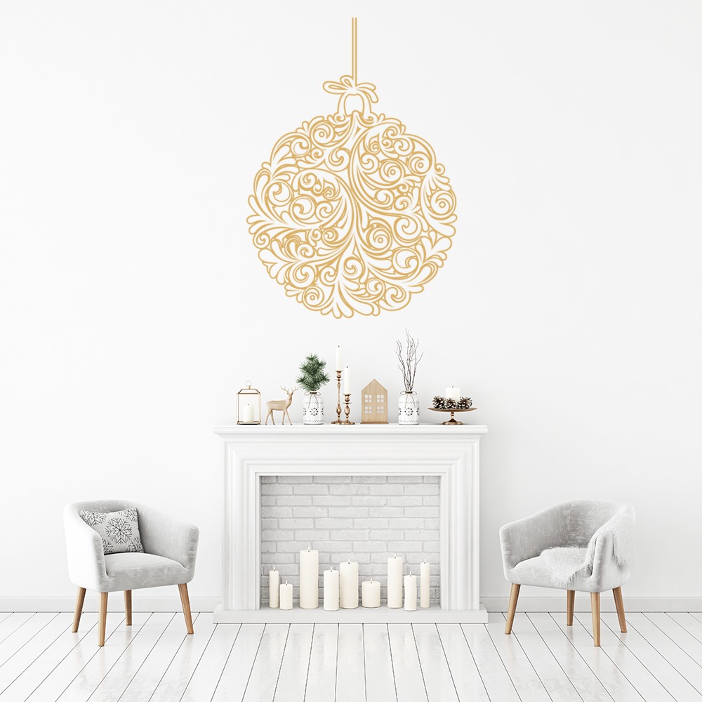 Swirl Christmas Bauble Festive Xmas Wall Sticker